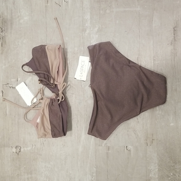 💕L*SPACE💕 Shimmer Bikini Set Ringo Bikini Top + Nancy Lee Bikini Bottom XL NWT - Picture 15 of 16